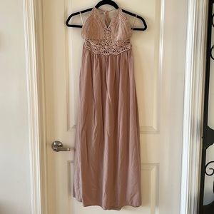 Crochet top halter maxi dress